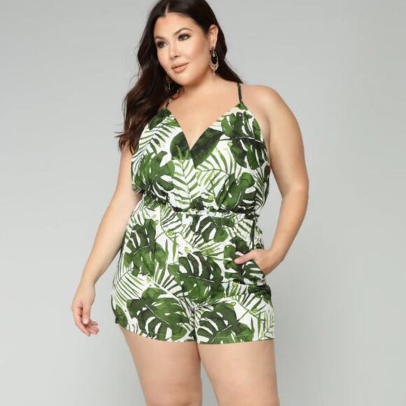 Fashion Nova Wonderstruck Tropical Romper - Picture 1 of 7